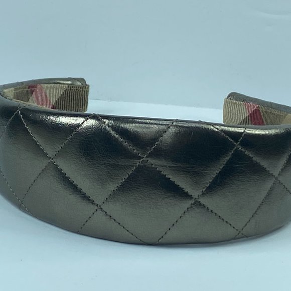Burberry Grey silver quilted Headband with plaid lining 45.0mm wide 5" across - Picture 1 of 10